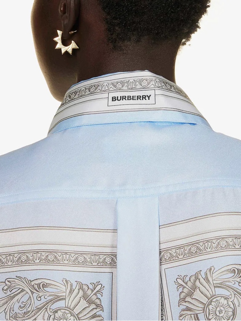 Burberry Pale Blue Printed Button-Down Shirt